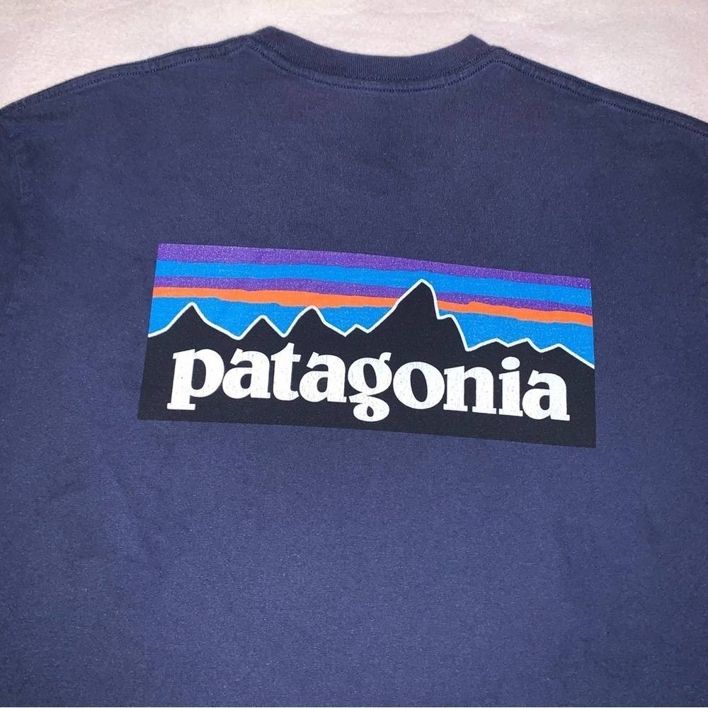Patagonia Men’s T-Shirt Navy Size Large Gorpcore hiking outdoors granola